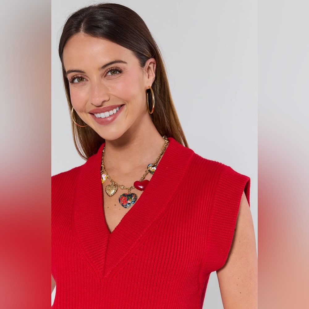 Avara Nicolette Red Knit Sweater Vest | Size M | NWT - Picture 2 of 9